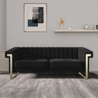 Canapé Chesterfield traditionnel capitonné en velours Takefuns, canapé avec coussins amovibles et pieds dorés