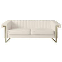 Canapé Chesterfield traditionnel capitonné en velours Takefuns, canapé avec coussins amovibles et pieds dorés
