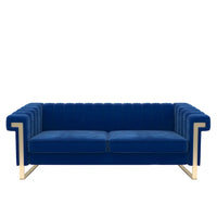 Canapé Chesterfield traditionnel capitonné en velours Takefuns, canapé avec coussins amovibles et pieds dorés