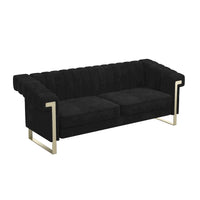 Canapé Chesterfield traditionnel capitonné en velours Takefuns, canapé avec coussins amovibles et pieds dorés