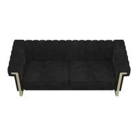 Canapé Chesterfield traditionnel capitonné en velours Takefuns, canapé avec coussins amovibles et pieds dorés