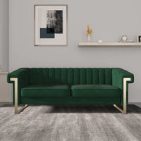 Canapé Chesterfield traditionnel capitonné en velours Takefuns, canapé avec coussins amovibles et pieds dorés