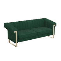 Canapé Chesterfield traditionnel capitonné en velours Takefuns, canapé avec coussins amovibles et pieds dorés