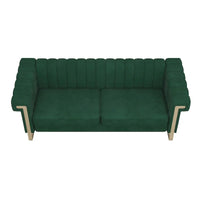 Canapé Chesterfield traditionnel capitonné en velours Takefuns, canapé avec coussins amovibles et pieds dorés