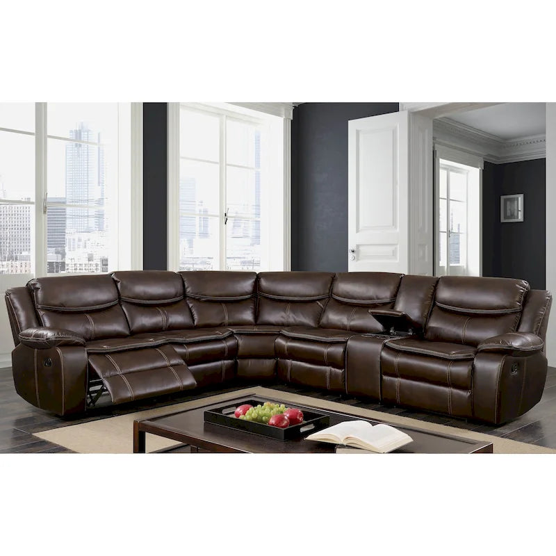 Canapé Sectionnel Inclinable Transitionnel Furniture of America Sory en Similicuir