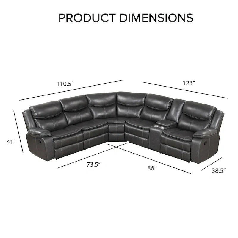 Canapé Sectionnel Inclinable Transitionnel Furniture of America Sory en Similicuir