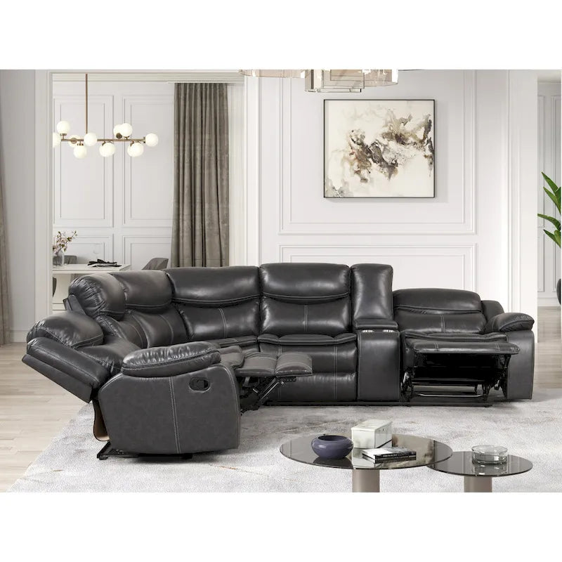 Canapé Sectionnel Inclinable Transitionnel Furniture of America Sory en Similicuir