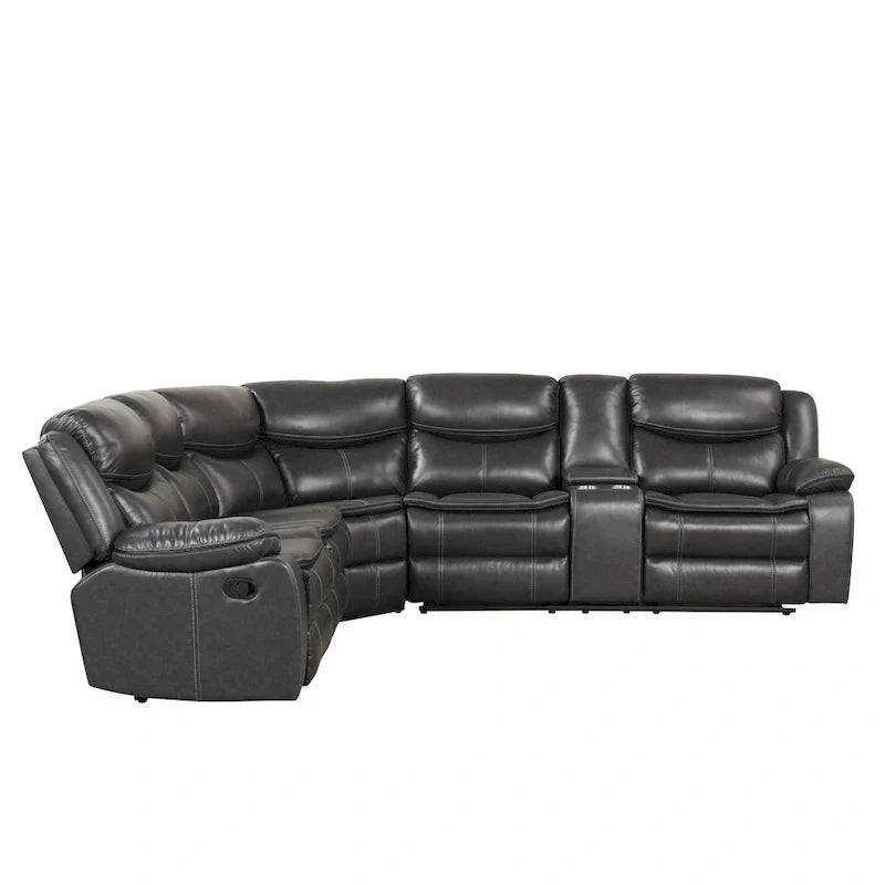 Canapé Sectionnel Inclinable Transitionnel Furniture of America Sory en Similicuir