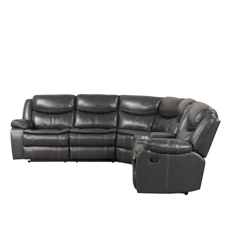 Canapé Sectionnel Inclinable Transitionnel Furniture of America Sory en Similicuir