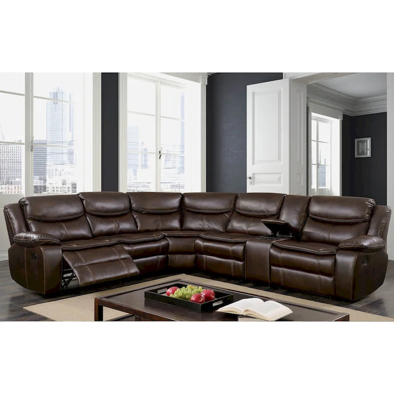Canapé Sectionnel Inclinable Transitionnel Furniture of America Sory en Similicuir