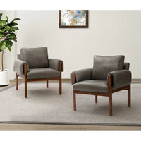 Fauteuil de salon Tiago Comfy Glossy avec base en bois massif, lot de 2