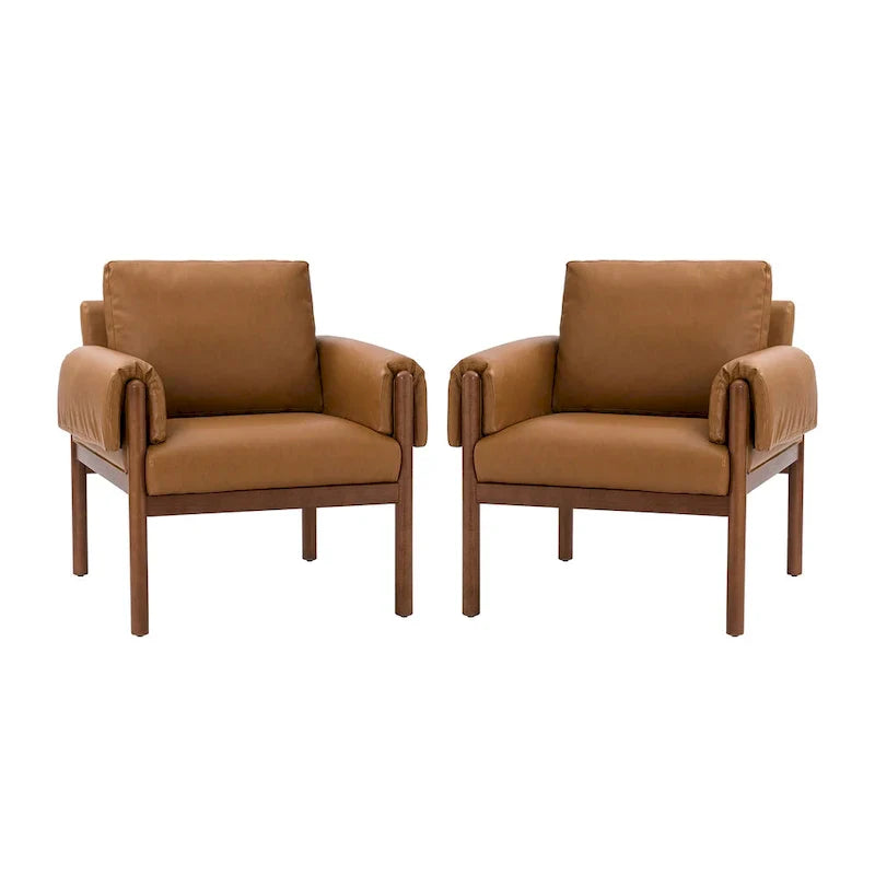 Fauteuil de salon Tiago Comfy Glossy avec base en bois massif, lot de 2