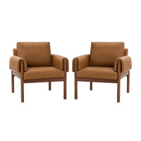 Fauteuil de salon Tiago Comfy Glossy avec base en bois massif, lot de 2