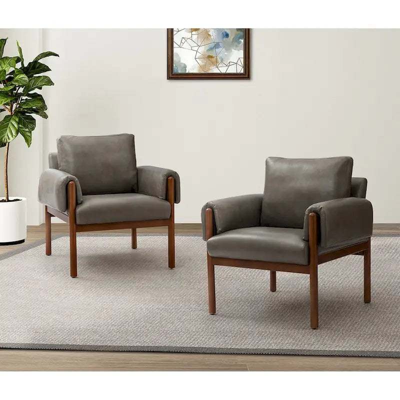 Fauteuil de salon Tiago Comfy Glossy avec base en bois massif, lot de 2