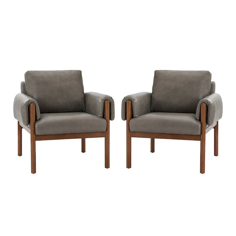 Fauteuil de salon Tiago Comfy Glossy avec base en bois massif, lot de 2