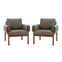 Fauteuil de salon Tiago Comfy Glossy avec base en bois massif, lot de 2