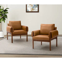 Fauteuil de salon Tiago Comfy Glossy avec base en bois massif, lot de 2