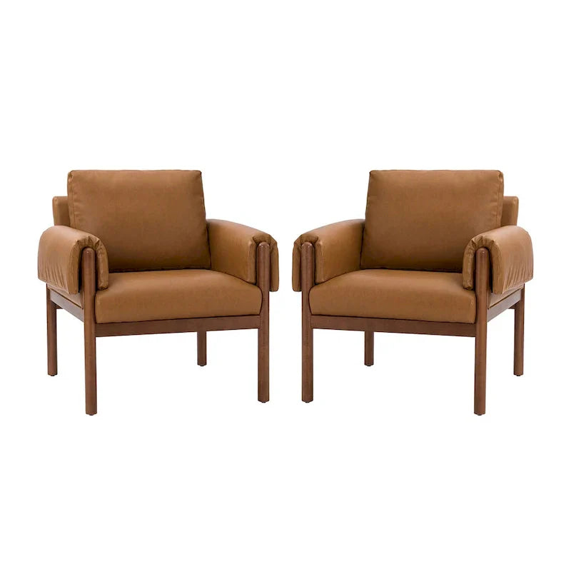 Fauteuil de salon Tiago Comfy Glossy avec base en bois massif, lot de 2