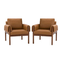 Fauteuil de salon Tiago Comfy Glossy avec base en bois massif, lot de 2