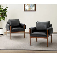 Fauteuil de salon Tiago Comfy Glossy avec base en bois massif, lot de 2