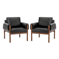 Fauteuil de salon Tiago Comfy Glossy avec base en bois massif, lot de 2