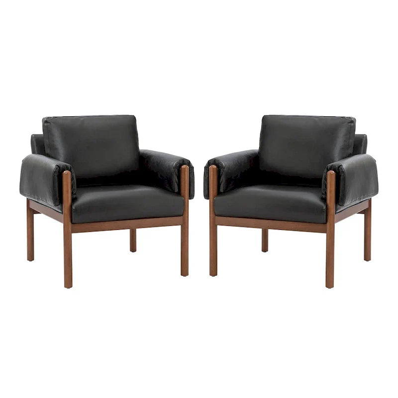 Fauteuil de salon Tiago Comfy Glossy avec base en bois massif, lot de 2