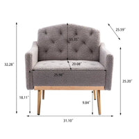 Fauteuil d'appoint capitonné en tissu Teddy avec pieds or rose