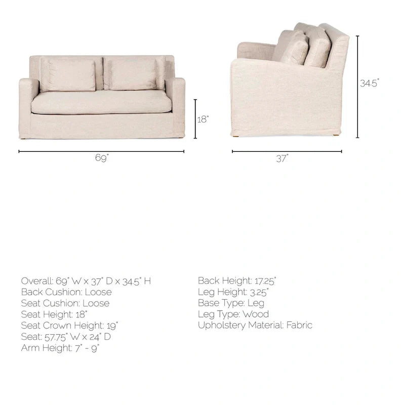 Canapé Deux Places Denly I avec Housse Beige