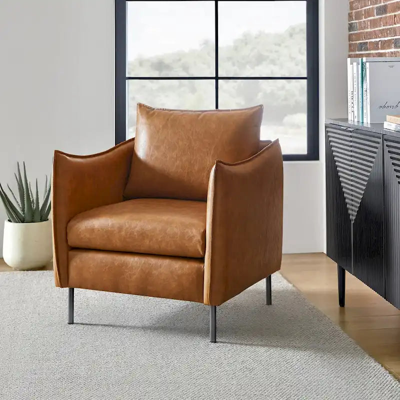 Fauteuil d'appoint Jaime en similicuir végétalien avec coussin amovible par HULALA HOME