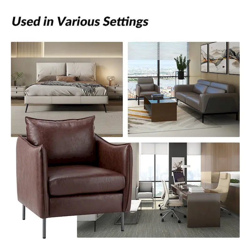 Fauteuil d'appoint Jaime en similicuir végétalien avec coussin amovible par HULALA HOME