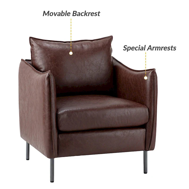 Fauteuil d'appoint Jaime en similicuir végétalien avec coussin amovible par HULALA HOME
