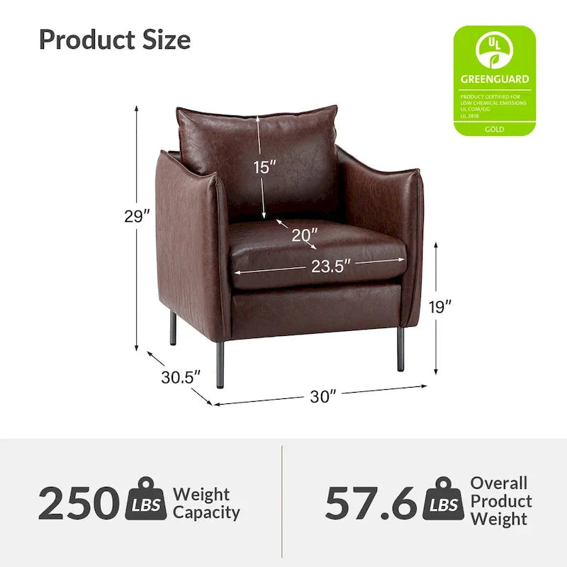 Fauteuil d'appoint Jaime en similicuir végétalien avec coussin amovible par HULALA HOME