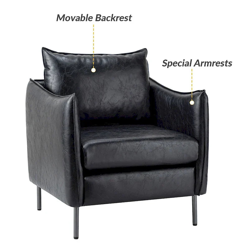 Fauteuil d'appoint Jaime en similicuir végétalien avec coussin amovible par HULALA HOME