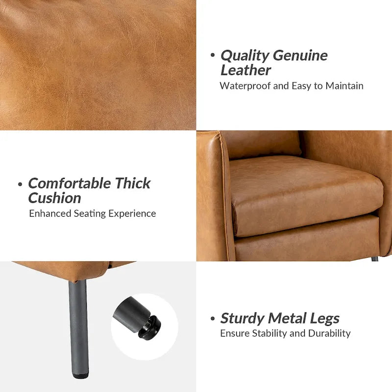 Fauteuil d'appoint Jaime en similicuir végétalien avec coussin amovible par HULALA HOME