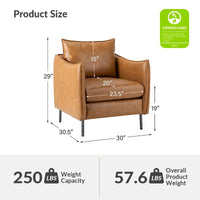 Fauteuil d'appoint Jaime en similicuir végétalien avec coussin amovible par HULALA HOME