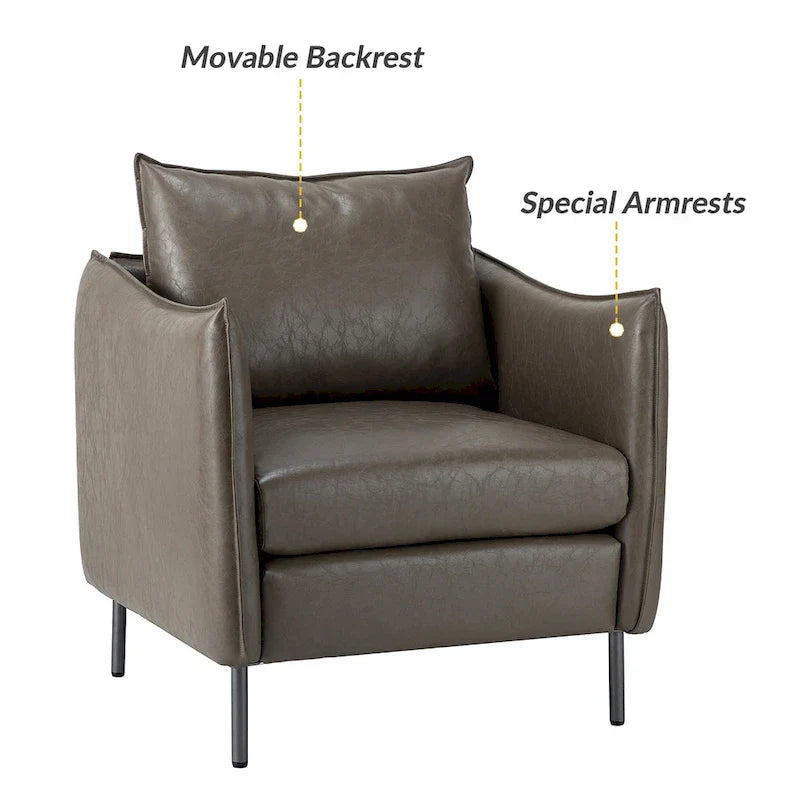 Fauteuil d'appoint Jaime en similicuir végétalien avec coussin amovible par HULALA HOME