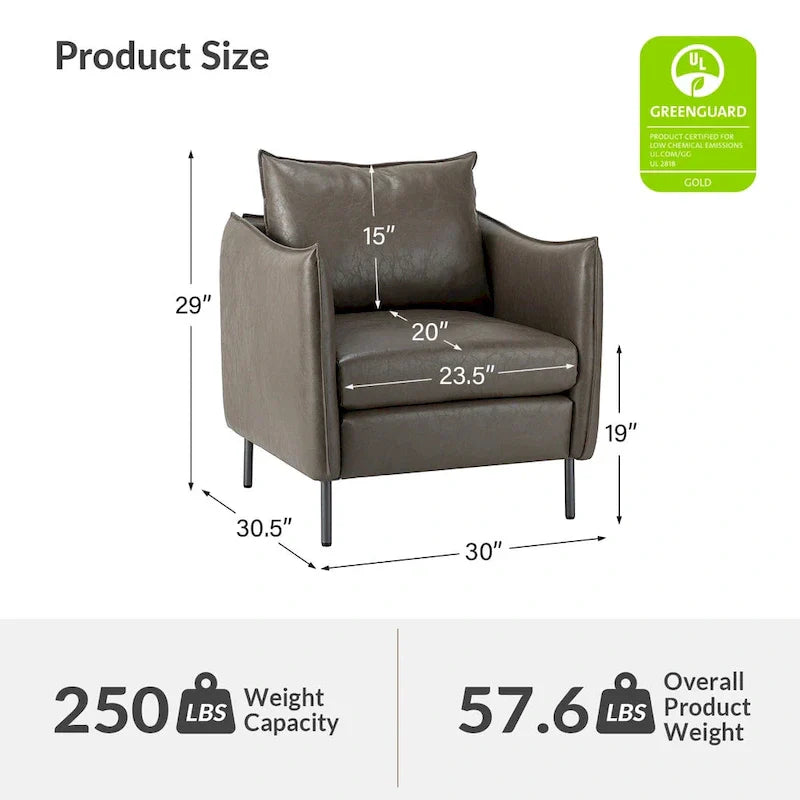 Fauteuil d'appoint Jaime en similicuir végétalien avec coussin amovible par HULALA HOME