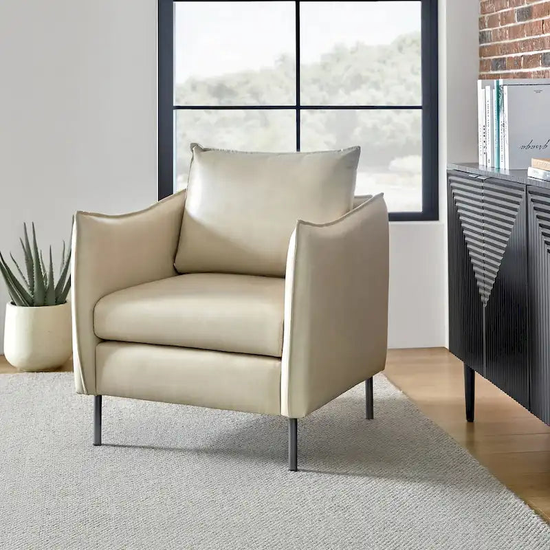 Fauteuil d'appoint Jaime en similicuir végétalien avec coussin amovible par HULALA HOME