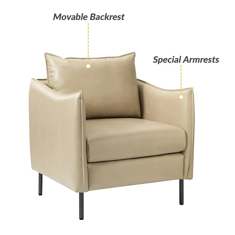 Fauteuil d'appoint Jaime en similicuir végétalien avec coussin amovible par HULALA HOME