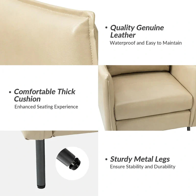Fauteuil d'appoint Jaime en similicuir végétalien avec coussin amovible par HULALA HOME