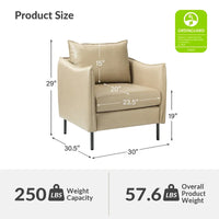 Fauteuil d'appoint Jaime en similicuir végétalien avec coussin amovible par HULALA HOME