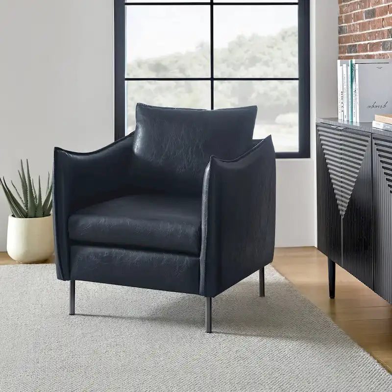 Fauteuil d'appoint Jaime en similicuir végétalien avec coussin amovible par HULALA HOME