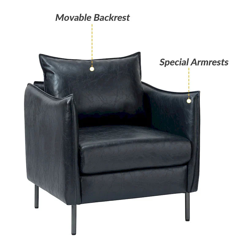 Fauteuil d'appoint Jaime en similicuir végétalien avec coussin amovible par HULALA HOME
