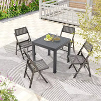 Table de salle à manger de terrasse extensible Costway 31,5-63 pour 4 à 6 personnes avec plateau à lattes