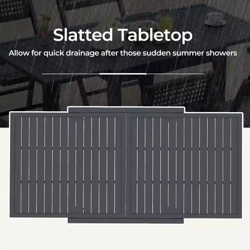 Table de salle à manger de terrasse extensible Costway 31,5-63 pour 4 à 6 personnes avec plateau à lattes