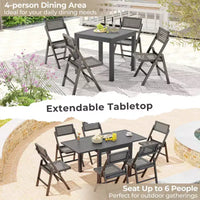 Table de salle à manger de terrasse extensible Costway 31,5-63 pour 4 à 6 personnes avec plateau à lattes