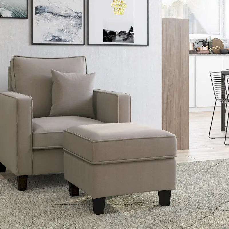 Ensemble 2 Pièces Fauteuil d'Appoint Georgia avec Pouf