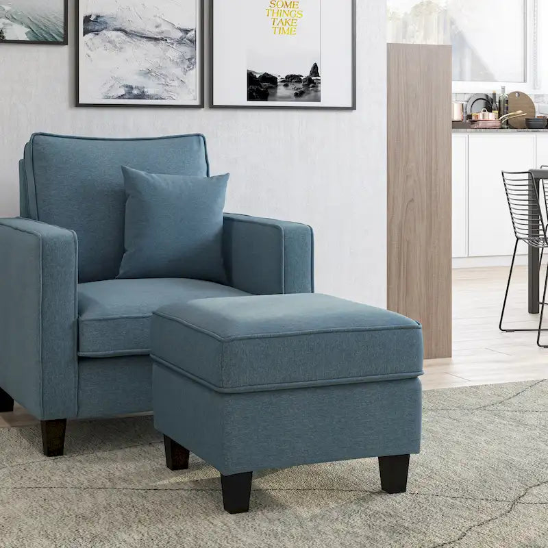 Ensemble 2 Pièces Fauteuil d'Appoint Georgia avec Pouf