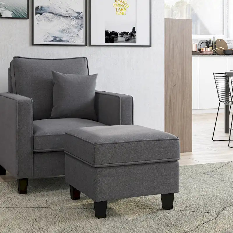 Ensemble 2 Pièces Fauteuil d'Appoint Georgia avec Pouf