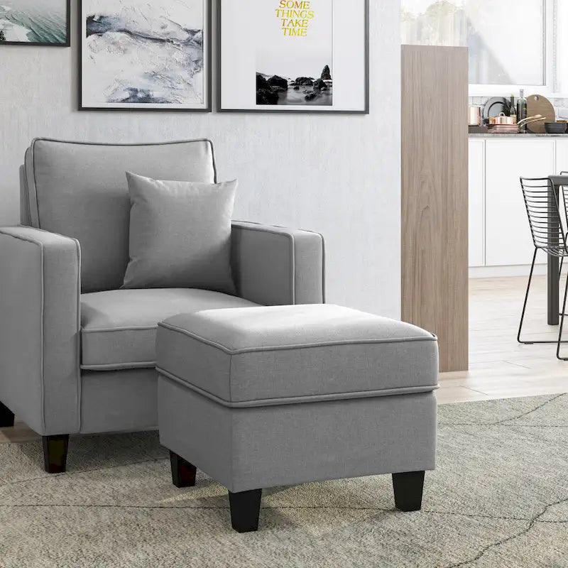 Ensemble 2 Pièces Fauteuil d'Appoint Georgia avec Pouf